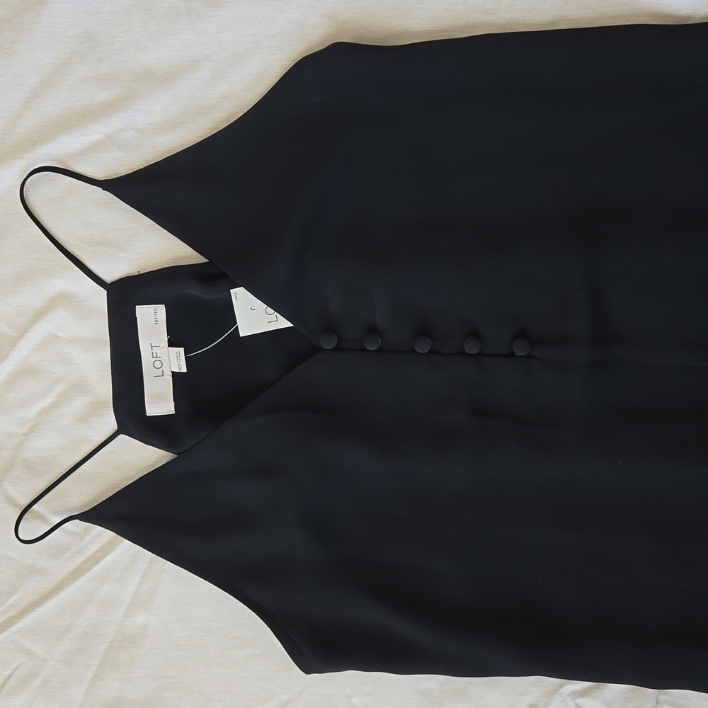 NWT LOFT xxsp black camisole blouse lined - Picture 4 of 10